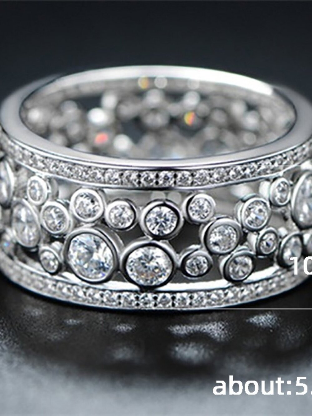 Double Layer Silver Hollow Fashion Rings for Women, PD397 - Picture 4 of 4